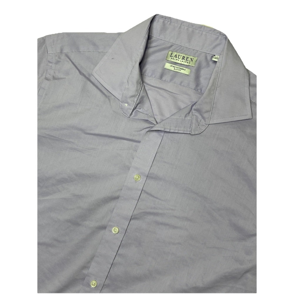 Lauren Ralph Lauren Slim Fit Dress Shirt Mens L 16-16.5 Purple Stretch